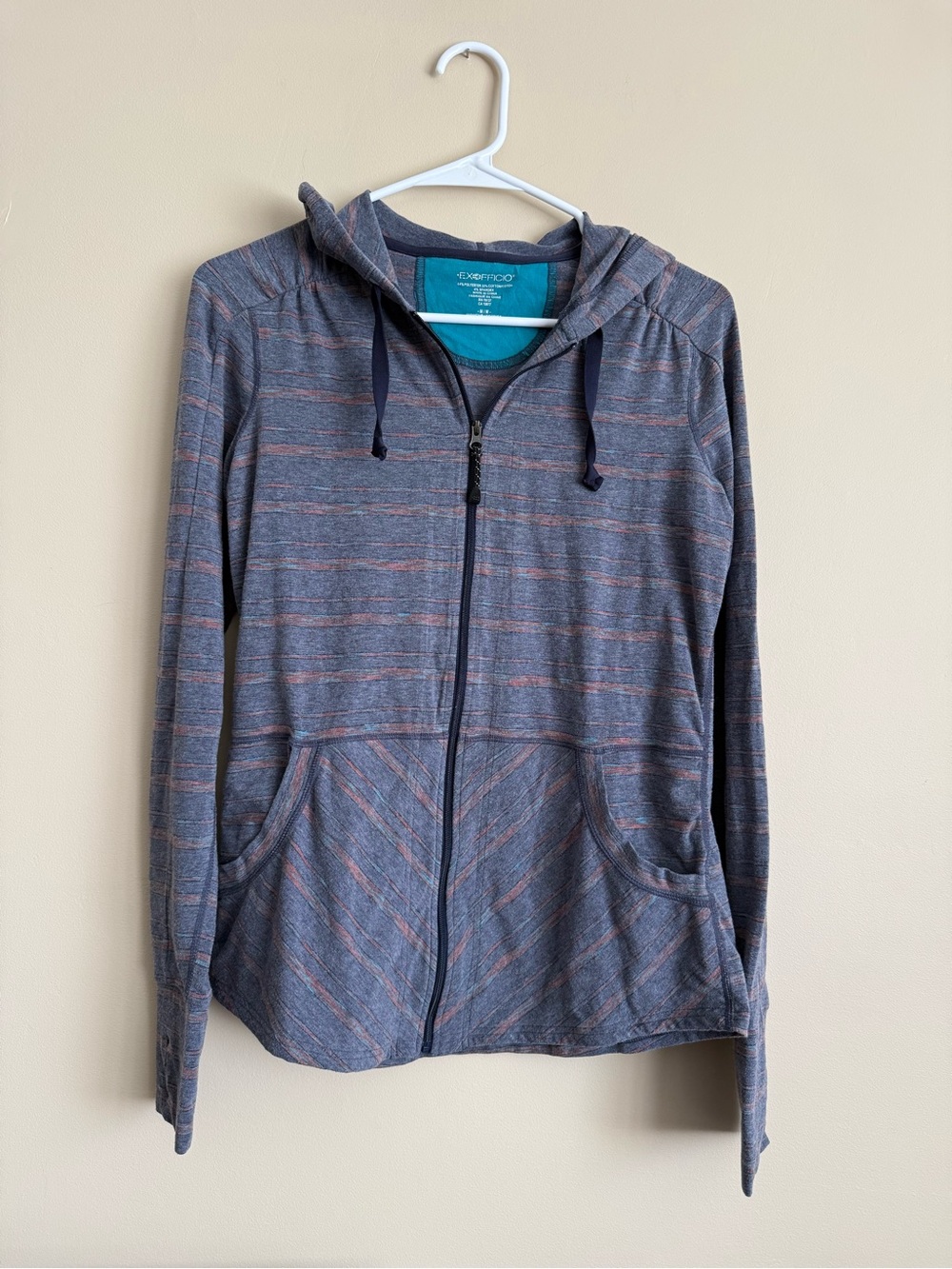 ExOfficio Women’s Striped Hooded Running Active Jacket Size Medium